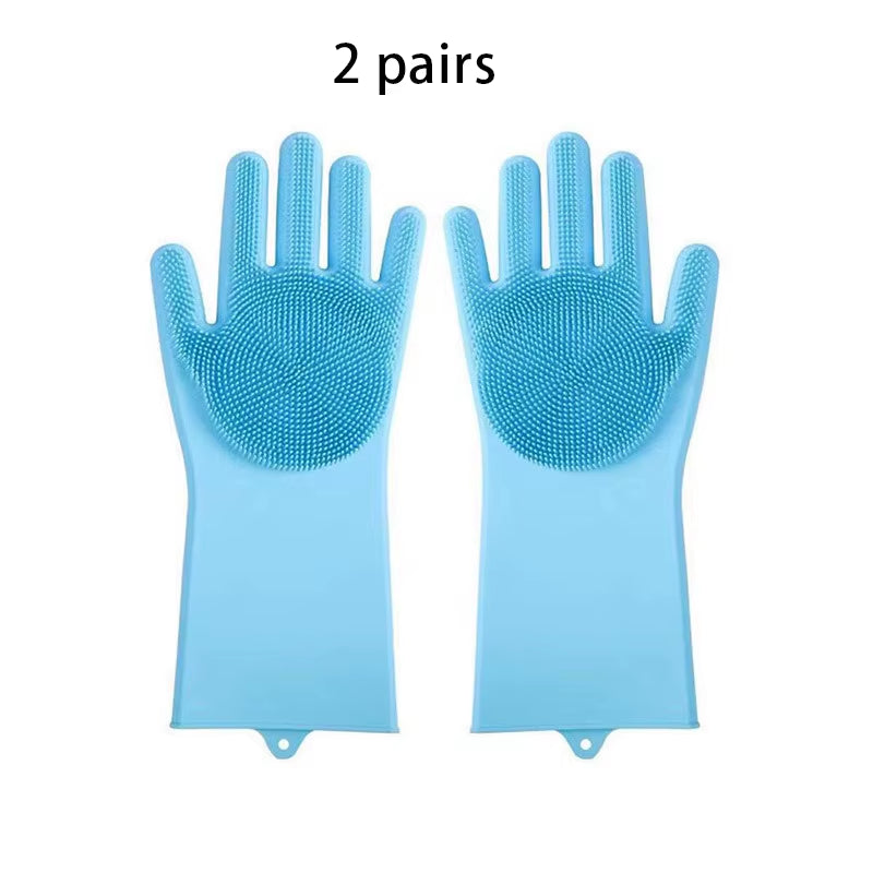 2Pcs Pet Grooming Cleaning Gloves Dog Massage Bathing Cleaning Glove Soft Silicone Hair Removal Glove Hand Skin Protection Glove