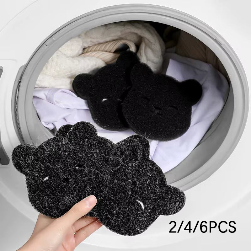 2-6Pcs Pet Hair Remover Bear Shape Laundry Balls Washing Machine Lint Catcher Reusable Clothes Sofa Cat Dog Fur Cleaning Sponge