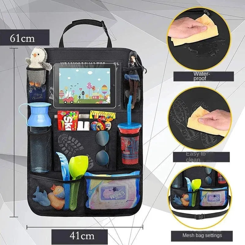 Car Seat Organizer Multifunctional Oxford Fabric Car Back Multi Pocket Storage Bag with Tablet Holder Protector for Kids