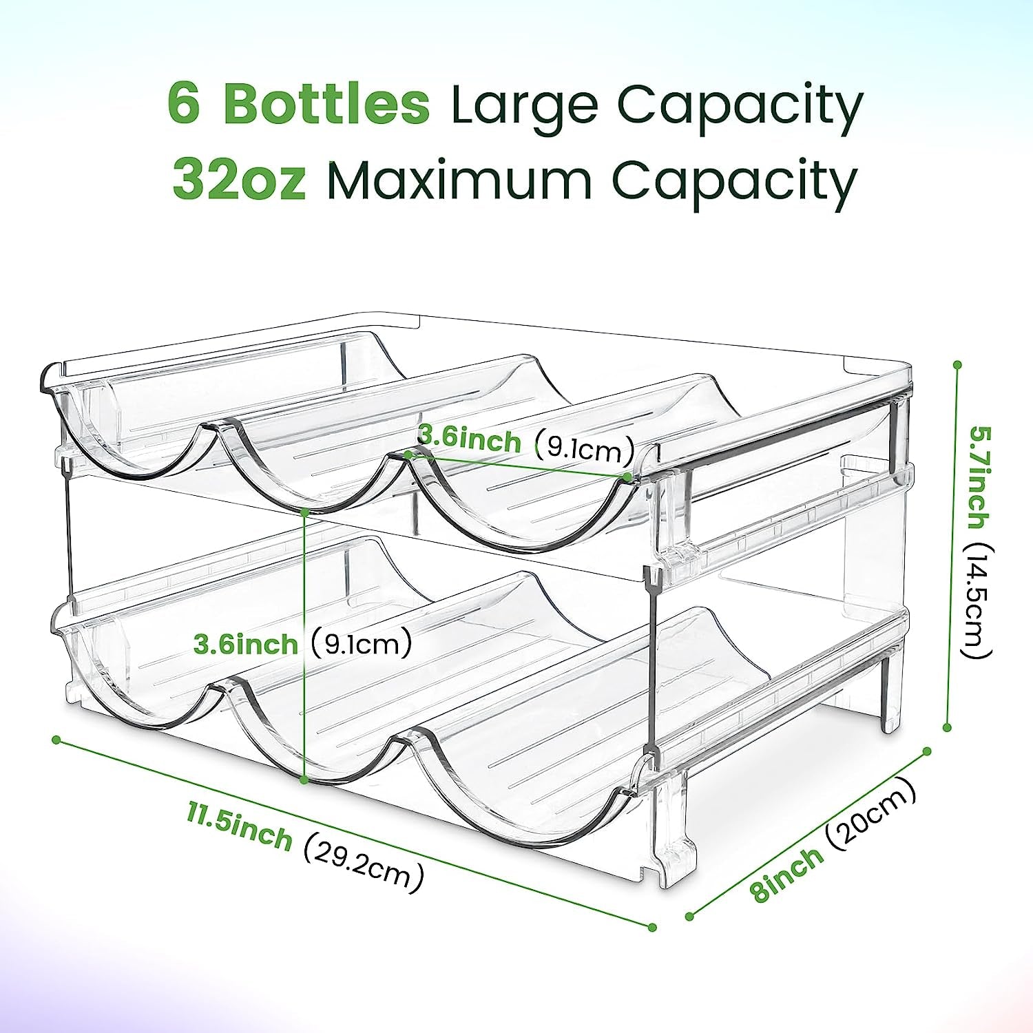 Water Bottle Storage Organizer Set - 2 Pack Stackable Cabinet Racks