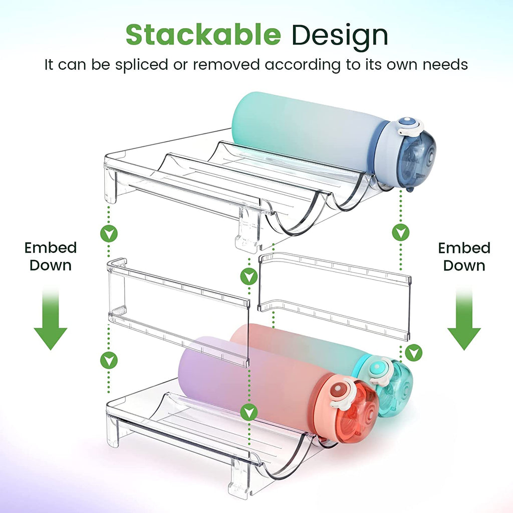 Water Bottle Storage Organizer Set - 2 Pack Stackable Cabinet Racks