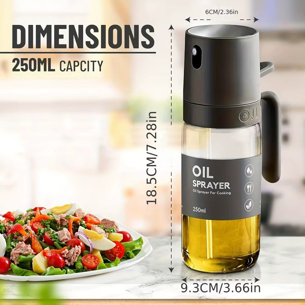 250ML Oil Sprayer,High Borosilicate Glass BPA Free Cooking Oil Mister,Olive Oil Sprayer for Air Fryer, Salad, Bbq,Kitchen Gadget