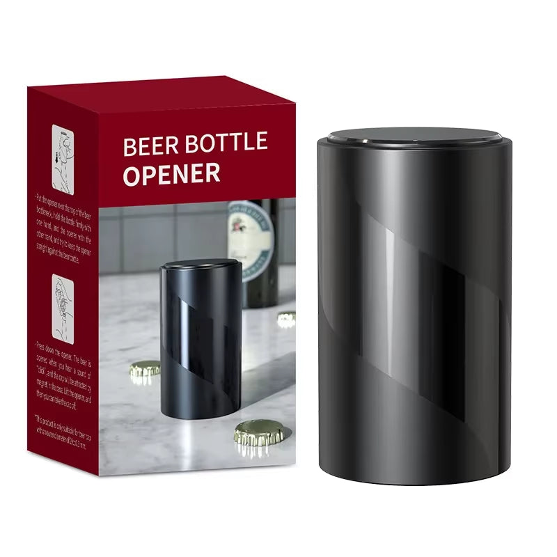 Magnet-Automatic Beer Bottle Opener Stainless Steel Wine Beer Soda Cap Push down Opener Kitchen Bar Tools No Damage Bottle Cap